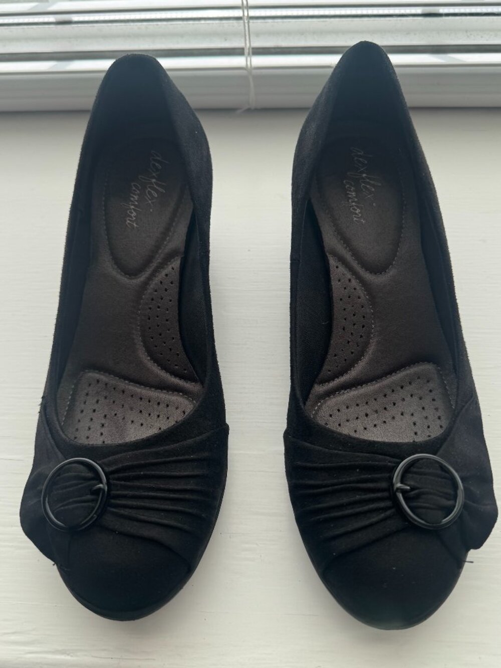 Dexflex Comfort Womens Black Eleanor Slip On Wedges Size 9W